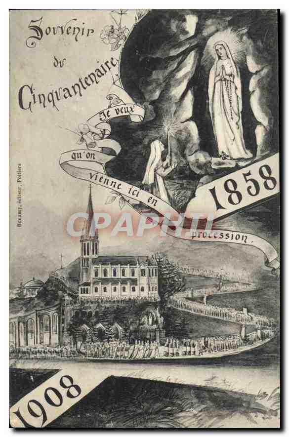 Vierge de Lourdes — Cinquantenaire de la première apparition — éditeur Bonnans, Poitiers, n° de série non visible