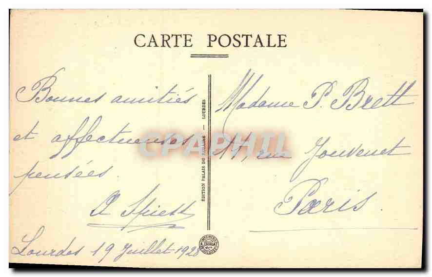 CPA Lourdes vue sur les Sanctuaires  — Verso