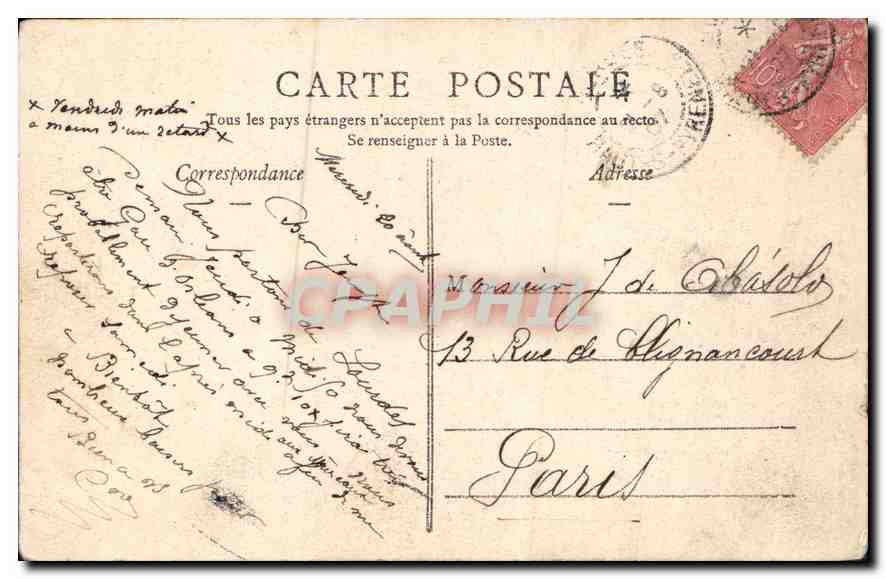 CPA Lourdes Grottes des Espelugues  — Verso