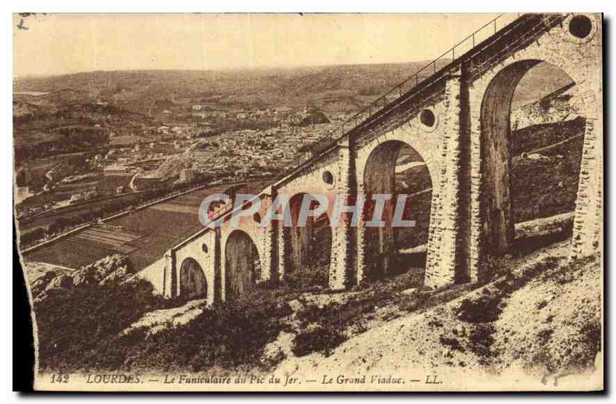 CPA Lourdes le Funiculaire du Pic du Jer le Grand Viaduc 