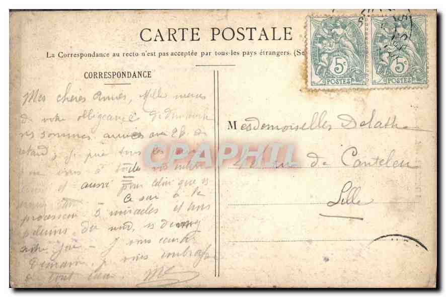 CPA Lourdes la Basilique et la Grotte  — Verso