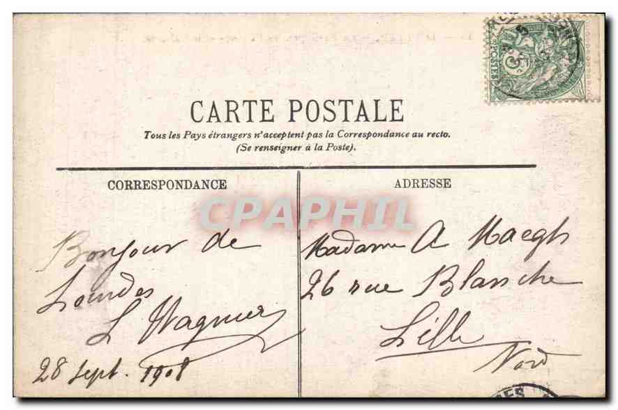 CPA Lourdes la Basilique les Piscines et le Calvaire  — Verso