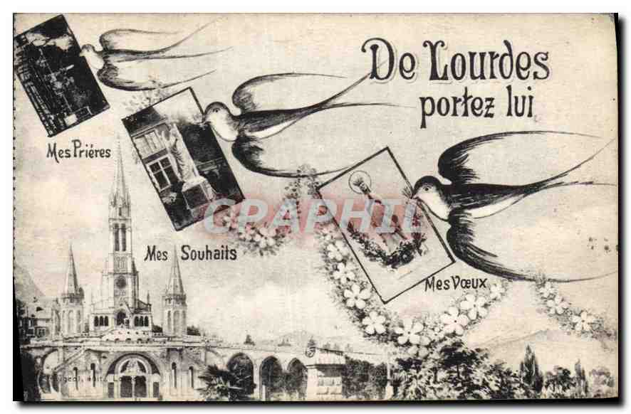 CPA De Lourdes Portez lui mes prieres mes souhaits mes voeux 