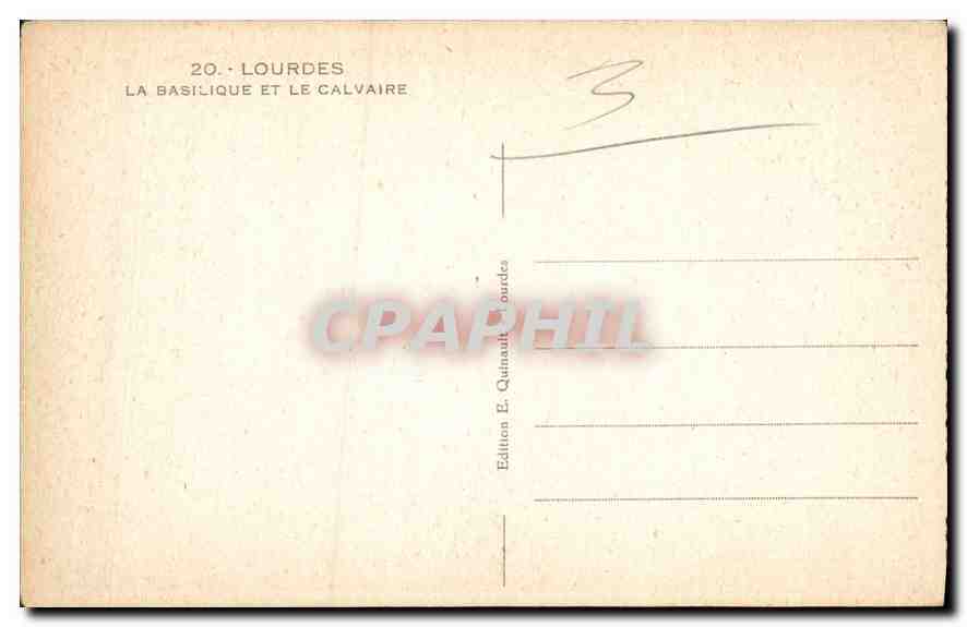 CPA Lourdes La Basilique et le Calvaire  — Verso