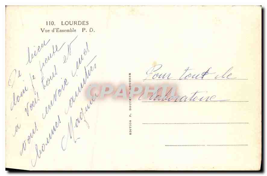 CPA Lourdes Vue d'Ensemble P D  — Verso