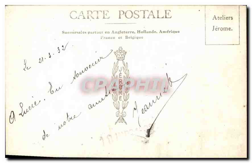 CARTE PHOTO Femme — Verso