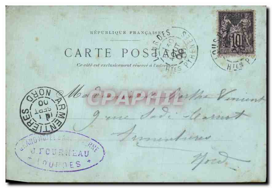 CPA Lourdes Carte 1900 — Verso