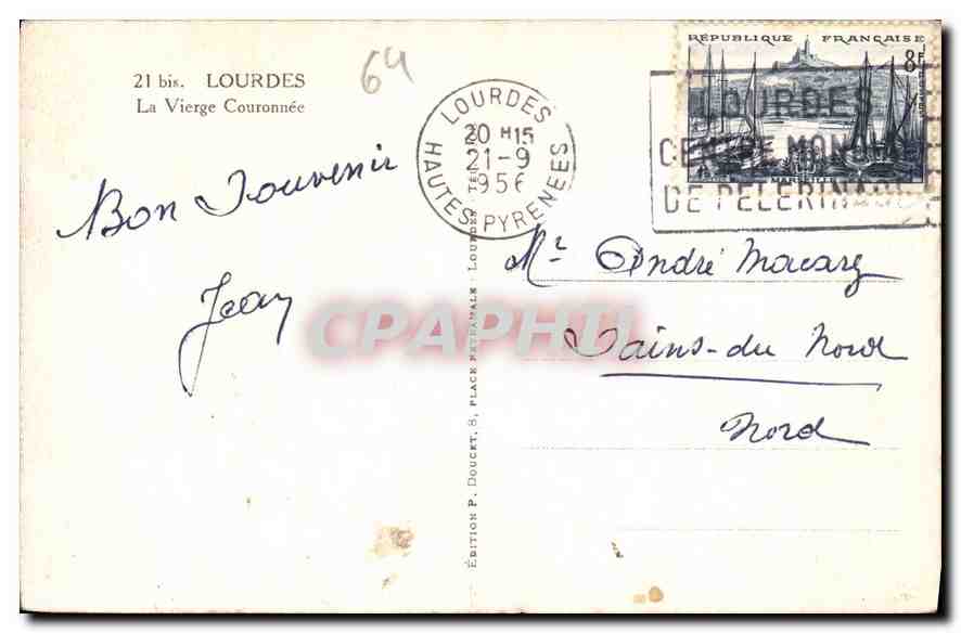 CPA Lourdes La Vierge Couronnee  — Verso