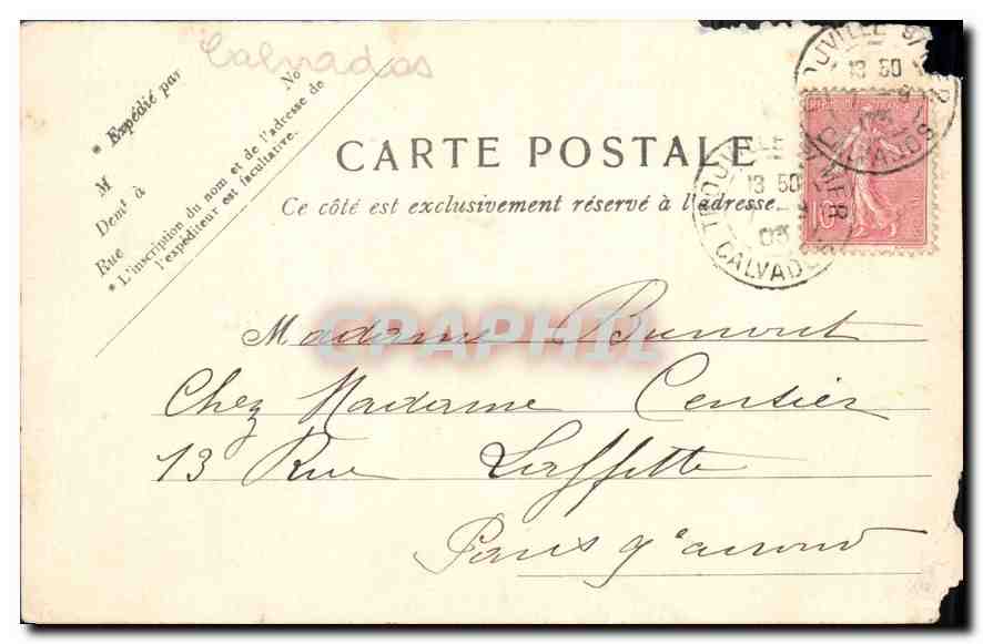 CPA Trouville La Plage et l'Hotel de Paris  — Verso