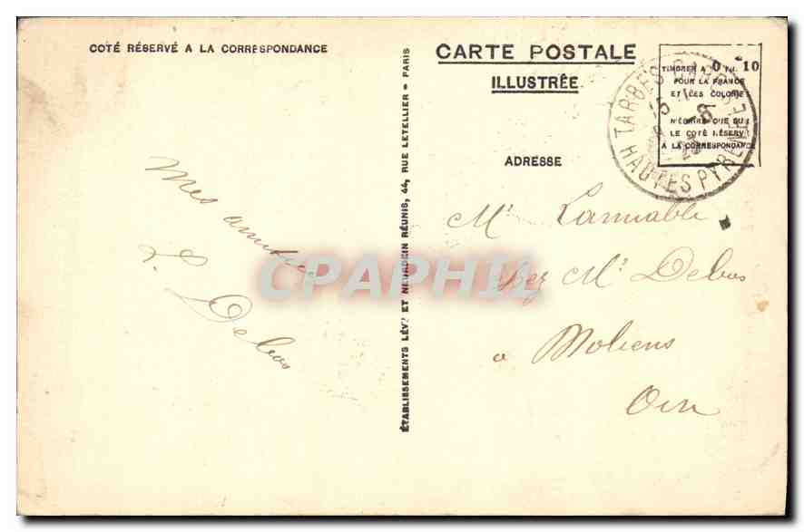 CPA Lourdes Vue plongeante  — Verso