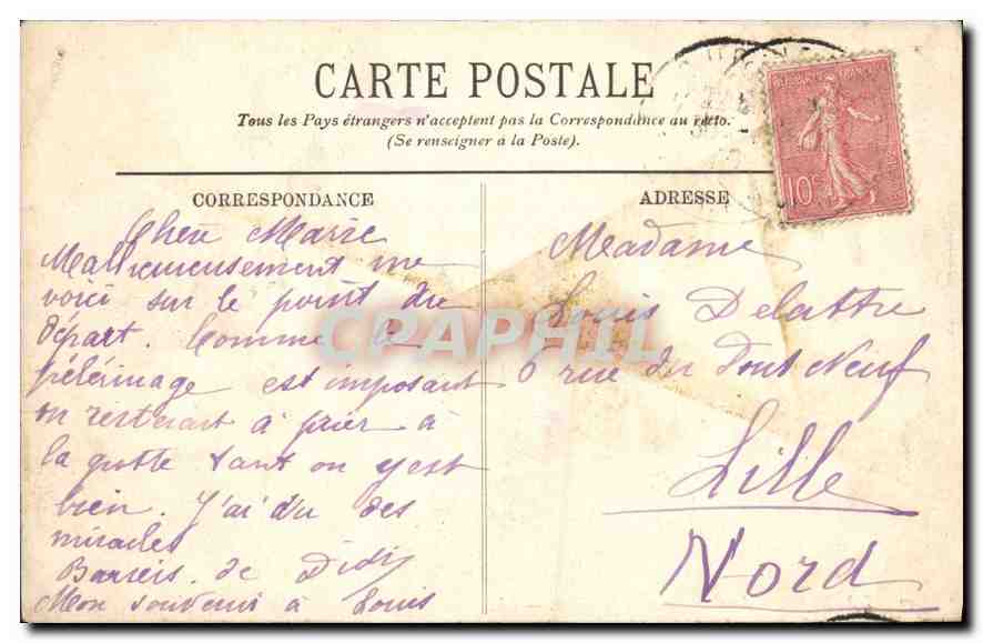 CPA Lourdes Le Calvaire et la Basilique  — Verso