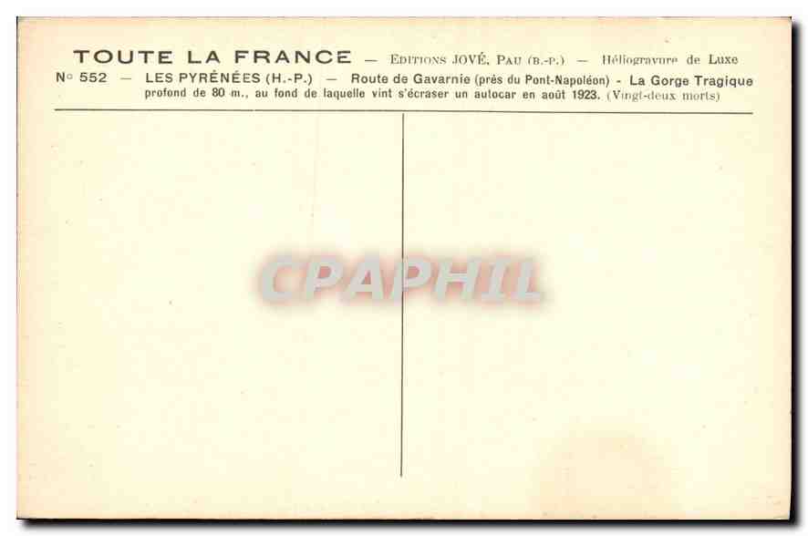 CPA Les Pyrenees H P Route de Gavarnie pres du Pont Napoleon  — Verso