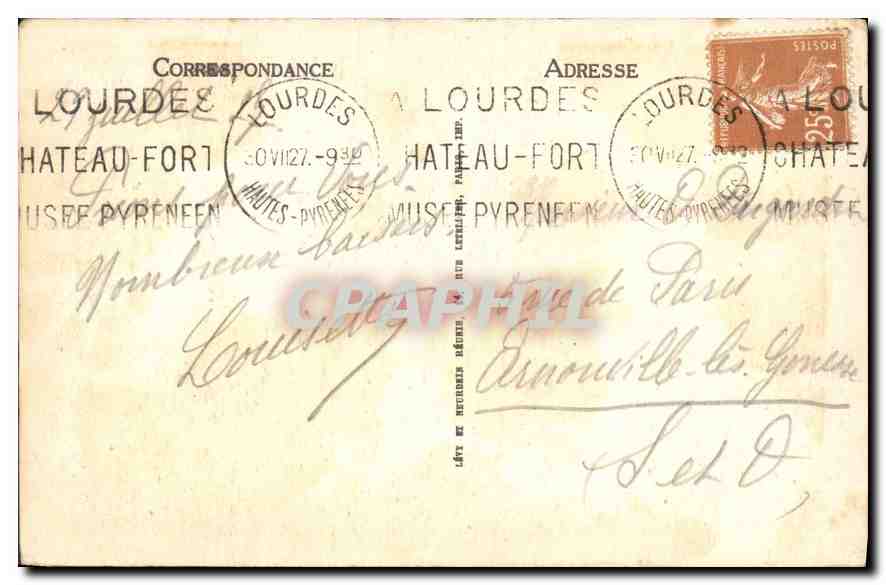 CPA Lourdes La Basilique et le Gave  — Verso