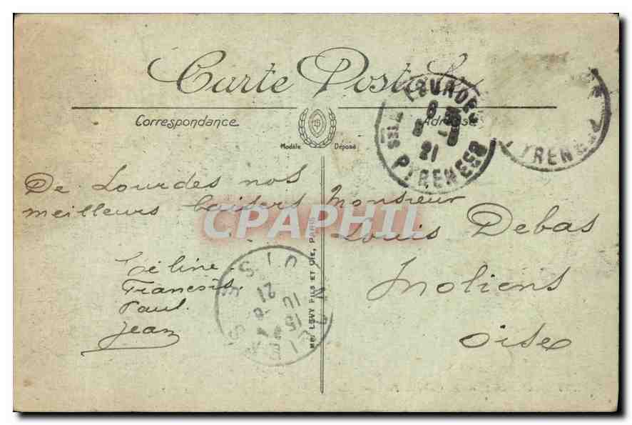 CPA Lourdes Le Chateau Fort  — Verso