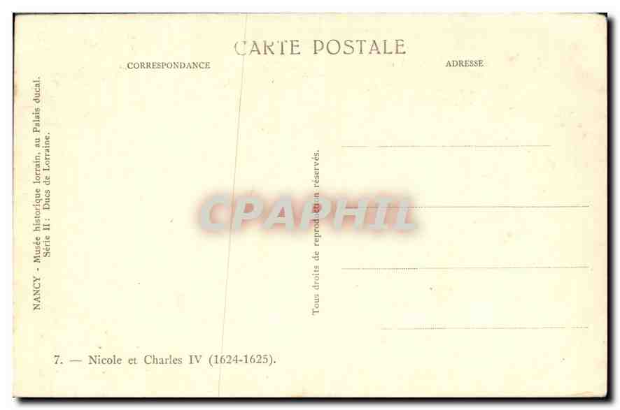 CPA Nicole et Charles IV  — Verso