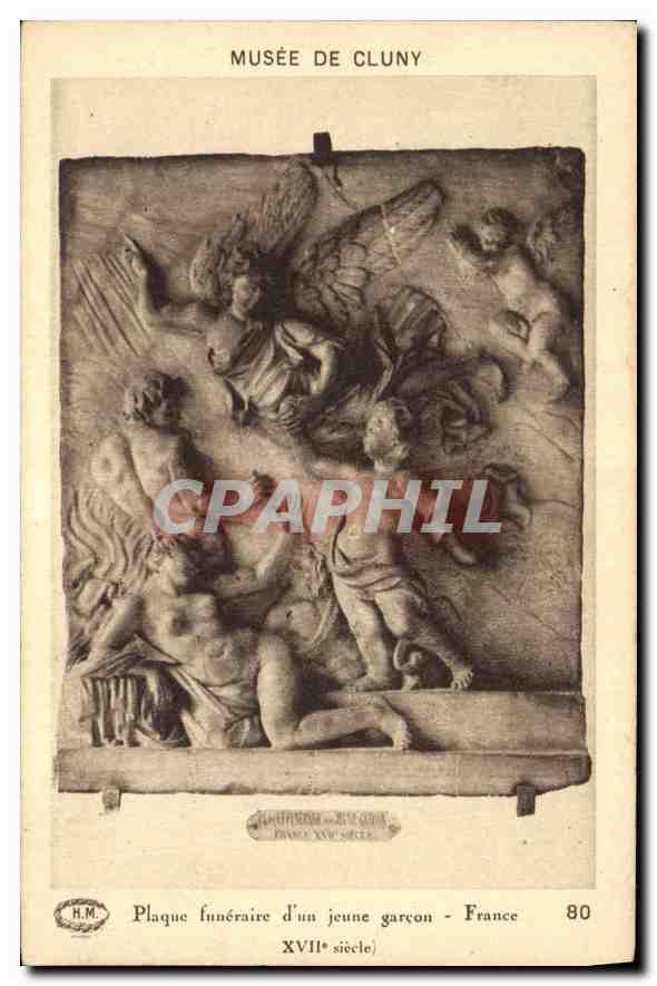 Plaque funéraire d'un jeune garçon — Musée de Cluny — H.M. n°80