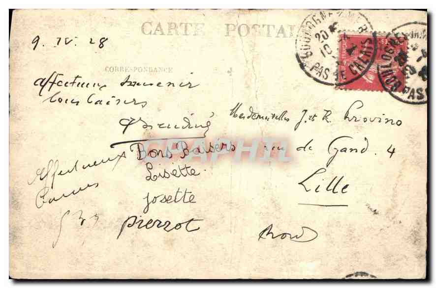 CARTE PHOTO Femme Chat chaton — Verso