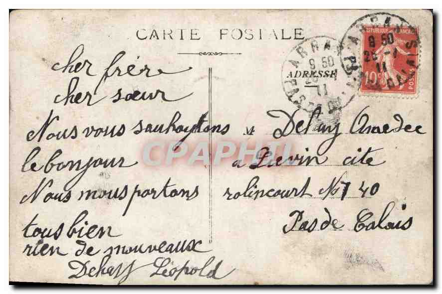 CPA Tonnellerie Chevalier Arraas — Rückseite