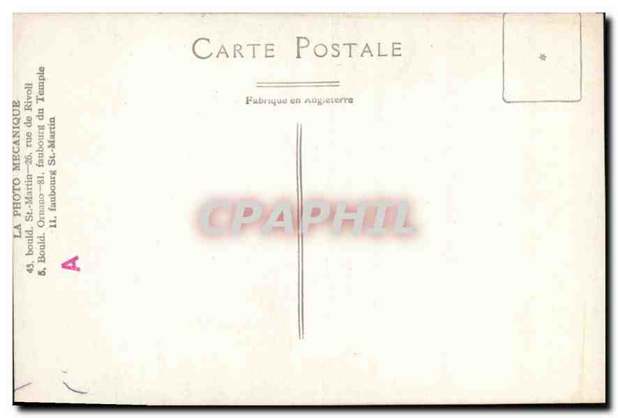 CARTE PHOTO Femme — Verso