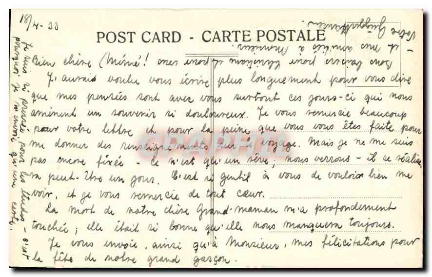 CPA Jeune homme — Verso