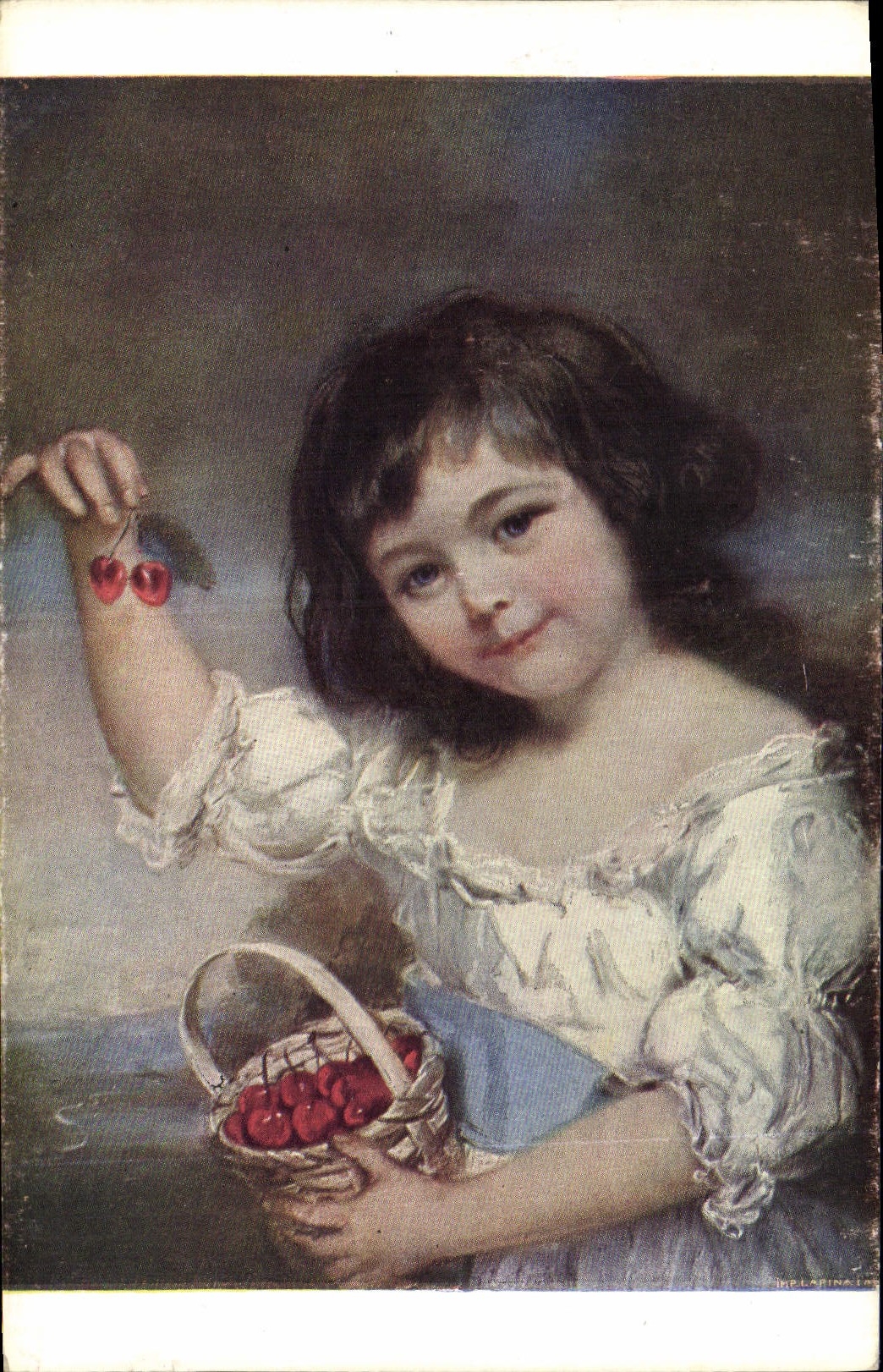 CPA John Russel Fillette aux cerises
