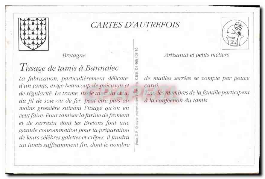REPRO Tissage de tamis et de crible dans une famille de Bannalec Serie des Industries Bretonnes  — Rückseite