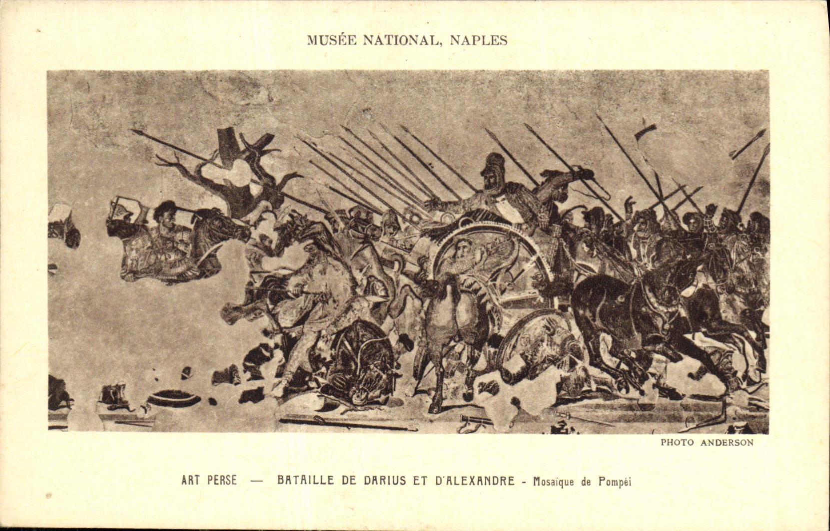 CPA Musee National Naples Perse Bataille de Darius et d'Alexandre Mossaique de Pompei 