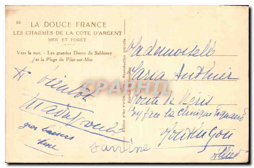 Plage de Pilat-sur-Mer — Les grandes Dunes du Sabloney — Édition d'Art YVON — Back