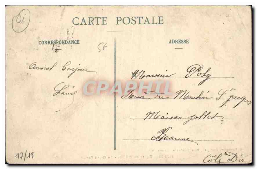 CPA Bourg Rue Centrale Eglise de Broi Le Grand Portail  — Rückseite