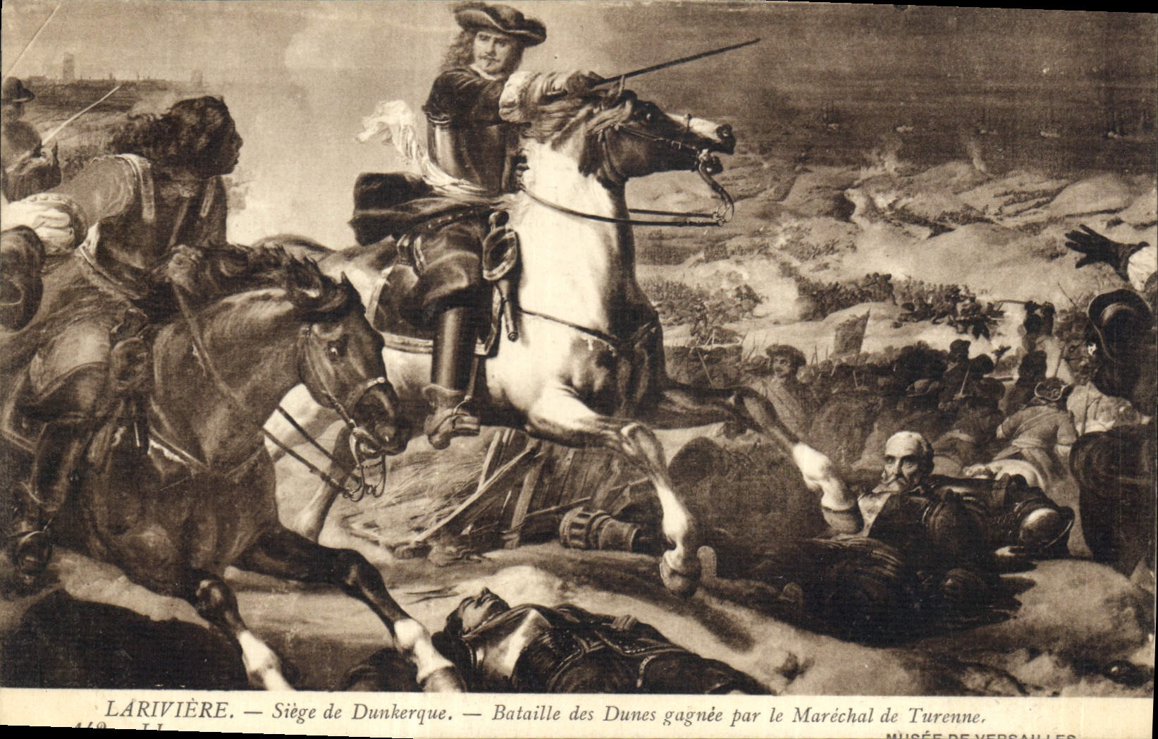 CPA Lariviere Siege de Dunkerque Bataille des Dunes par le Marechal de Turenne 