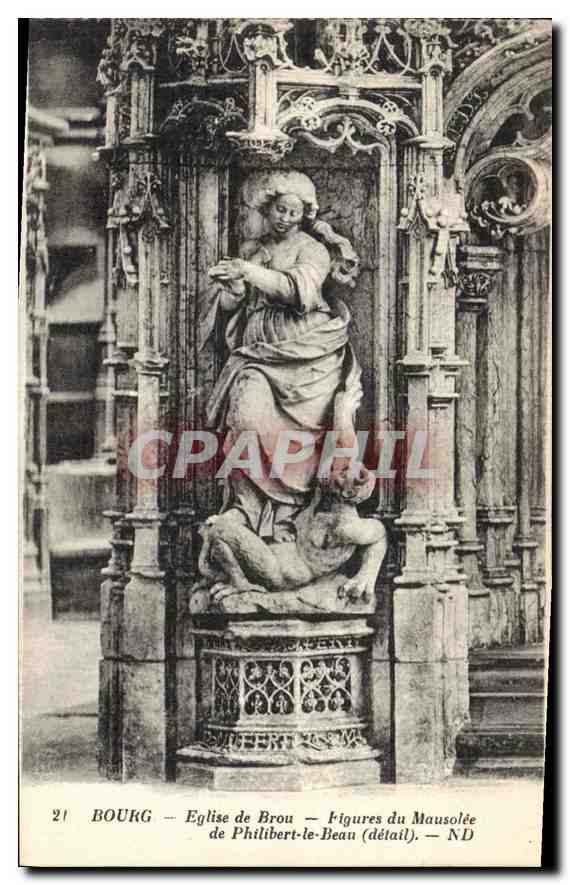 Bourg — Church of Brou — Figures from the Mausoleum of Philibert-le-Beau (detail) — CPAPHIL