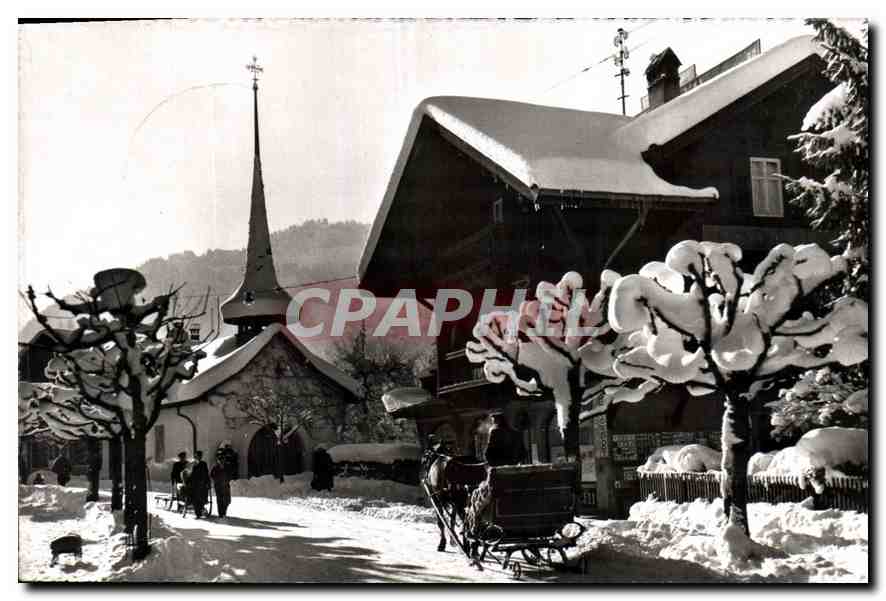 CPA Gstaad Doristrasse mit St Niklauskapelle 