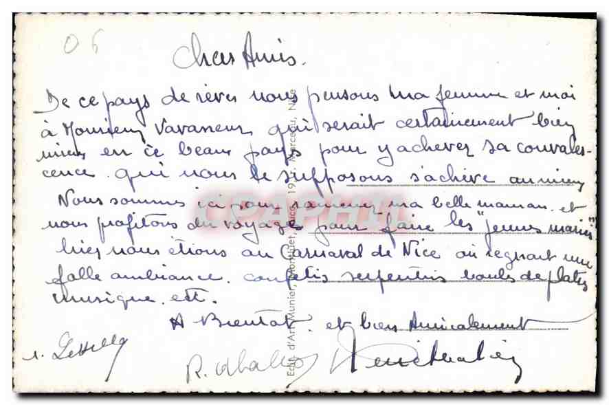 Vue de Nice — vue depuis un jardin — Éd. d'Artunia, N° 06 — Verso