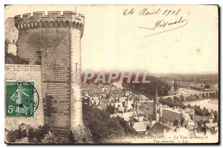 CPA Chinon La Tour de Boissy et vue generale 