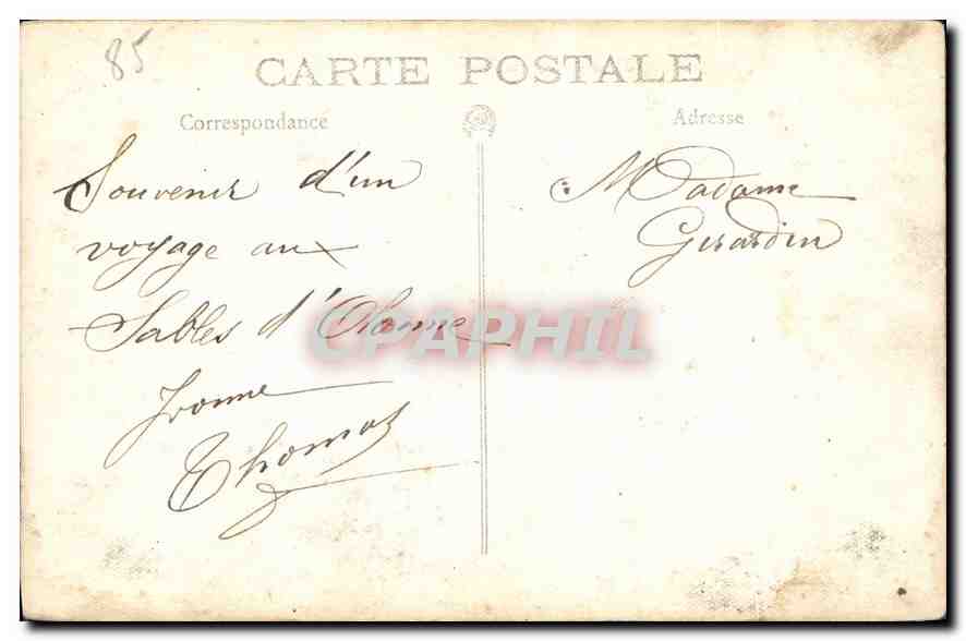 CARTE PHOTO Femme Sables d'Olonne Sablaise — Verso