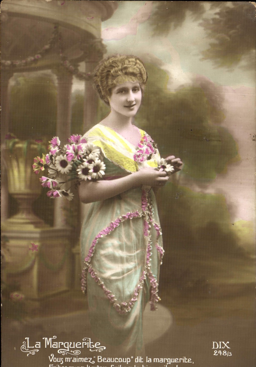 La Marguerite — carte postale de type 'Vous m'aimez beaucoup' — éditée par DIX, n° 248/3