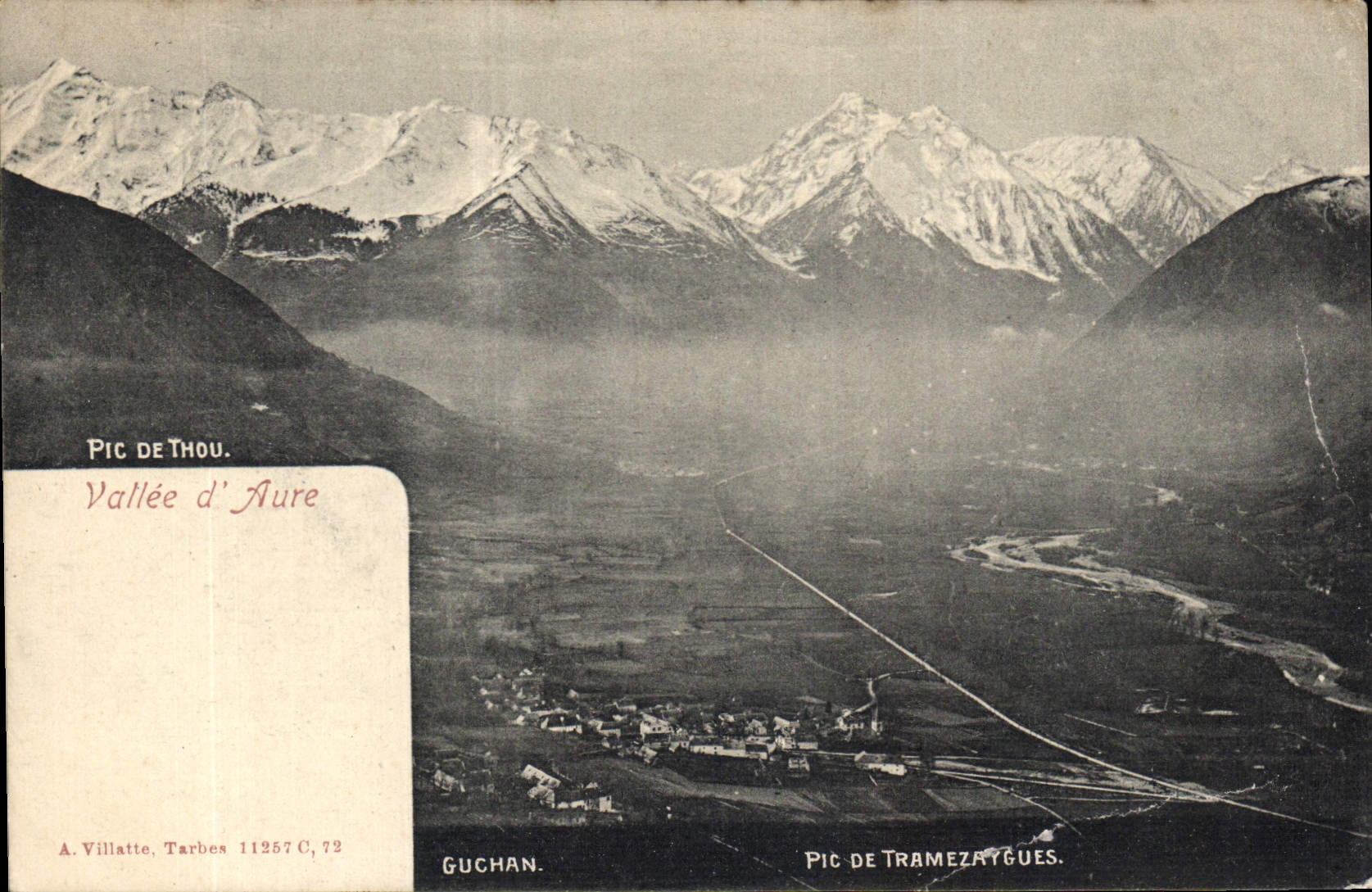 Vallée d'Aure — vue aérienne avec le Pic de Thou et le Pic de Tramezaygues — A. Villatte, Tarbes 11257 C.72