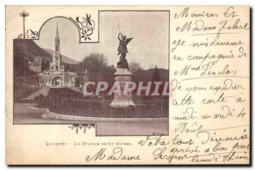 CPA Lourdes La Statue de St Michel 