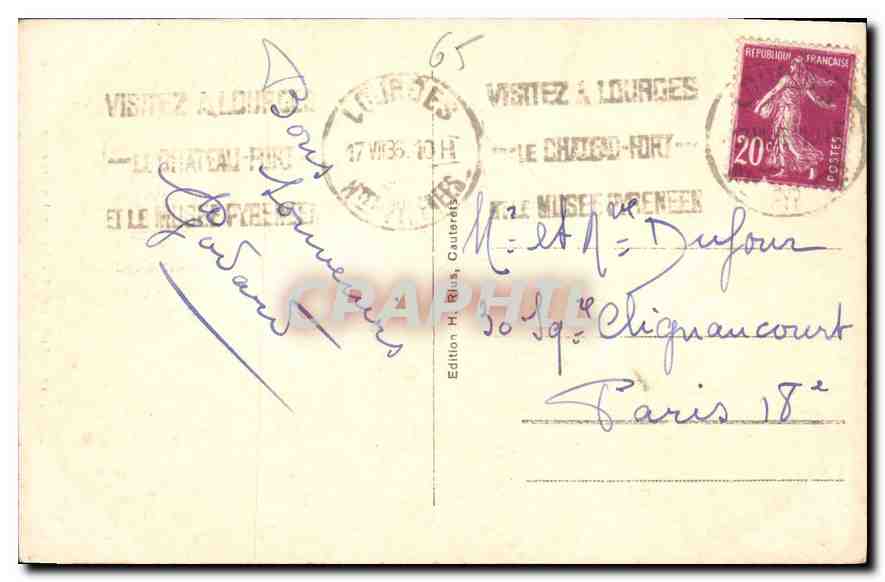 CPA Cauterets Le Pont d'Espagne  — Rückseite