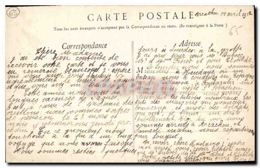 CPA Lourdes Maison paternelle de Bernadette Soubrious  — Rückseite