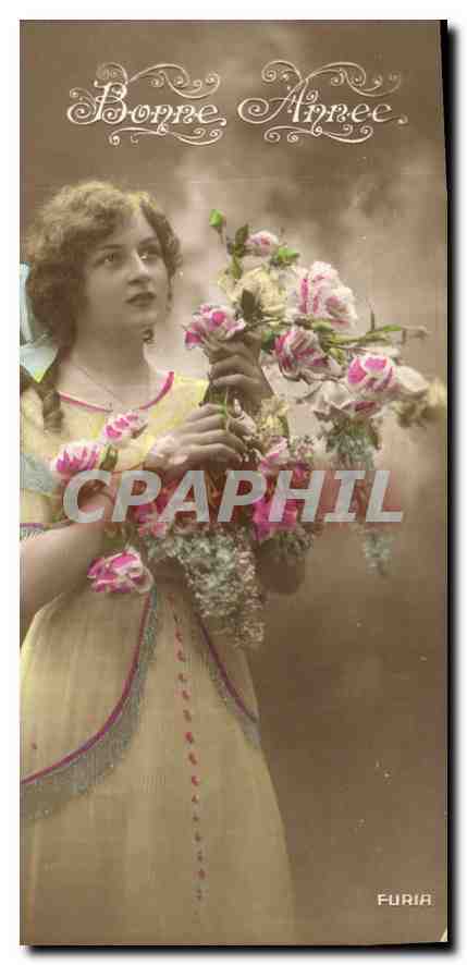 CPA Bonne Annee Femme