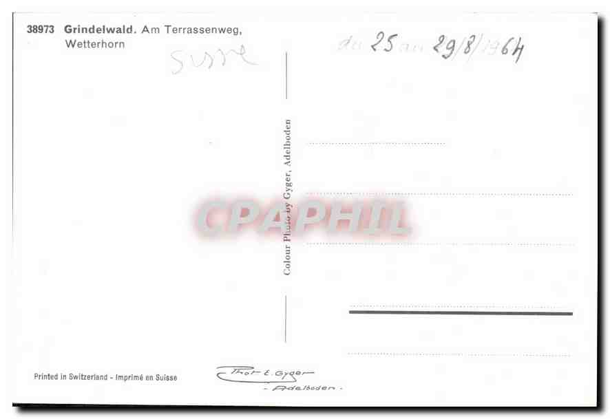 CPA Grindelwald Am Terrassenweg Wetterhorn  — Rückseite