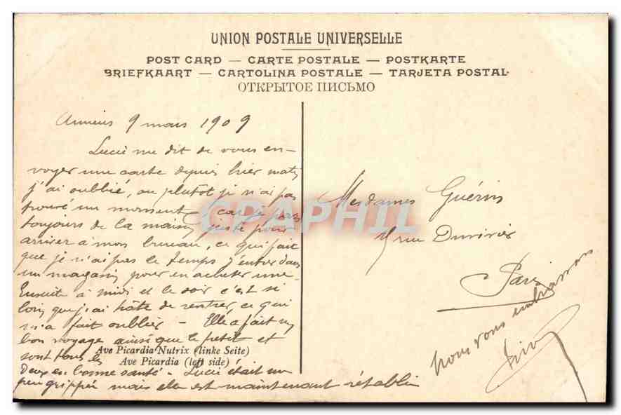 CPA Puvis de Chavannes Ave Picardia Nutrix Musee d'Amiens  — Verso