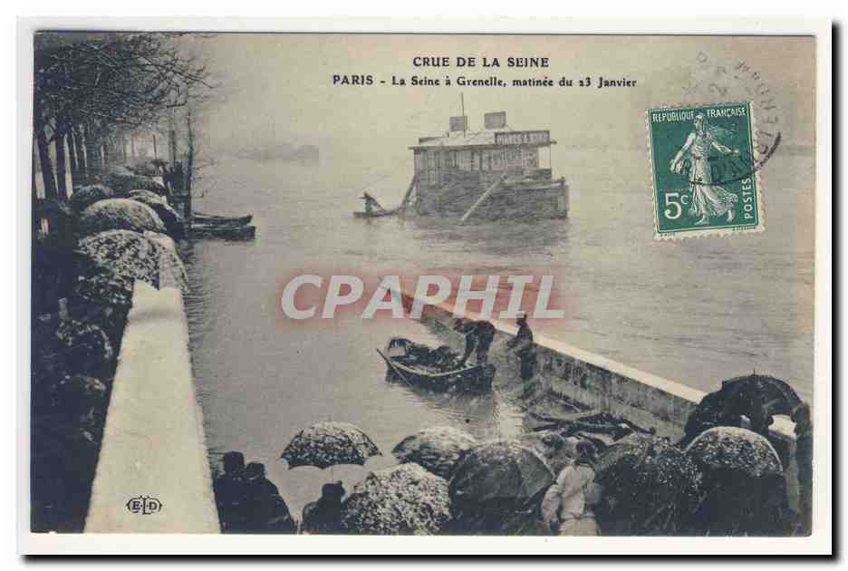 Paris - Hochwasser der Seine in Grenelle, Morgen des 23. Januar — Verlag ELD