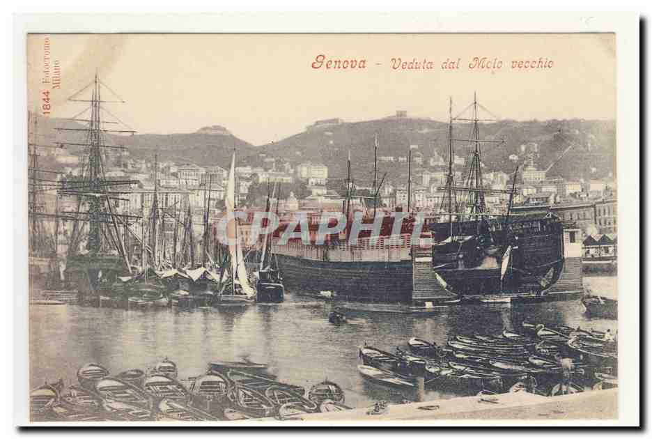 GENES GENOVA veduta dal meio vecchio Port Voiliers Yatch TOP CPA