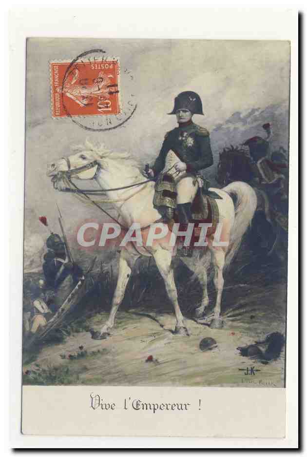 Napoléon Ier à cheval — illustration patriotique — J.K. (Louis Riette) — édition non identifiée