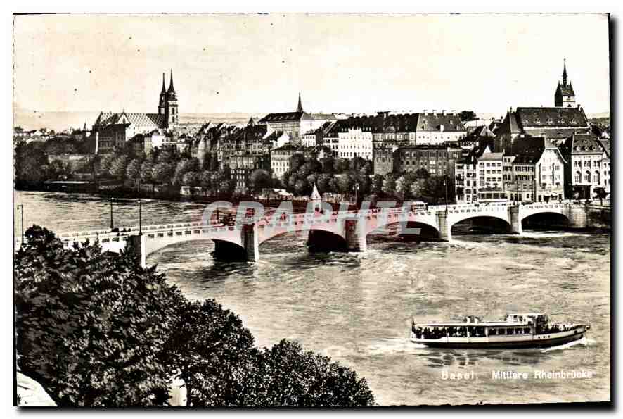 CPA Bale Pont du Milieu Bateau