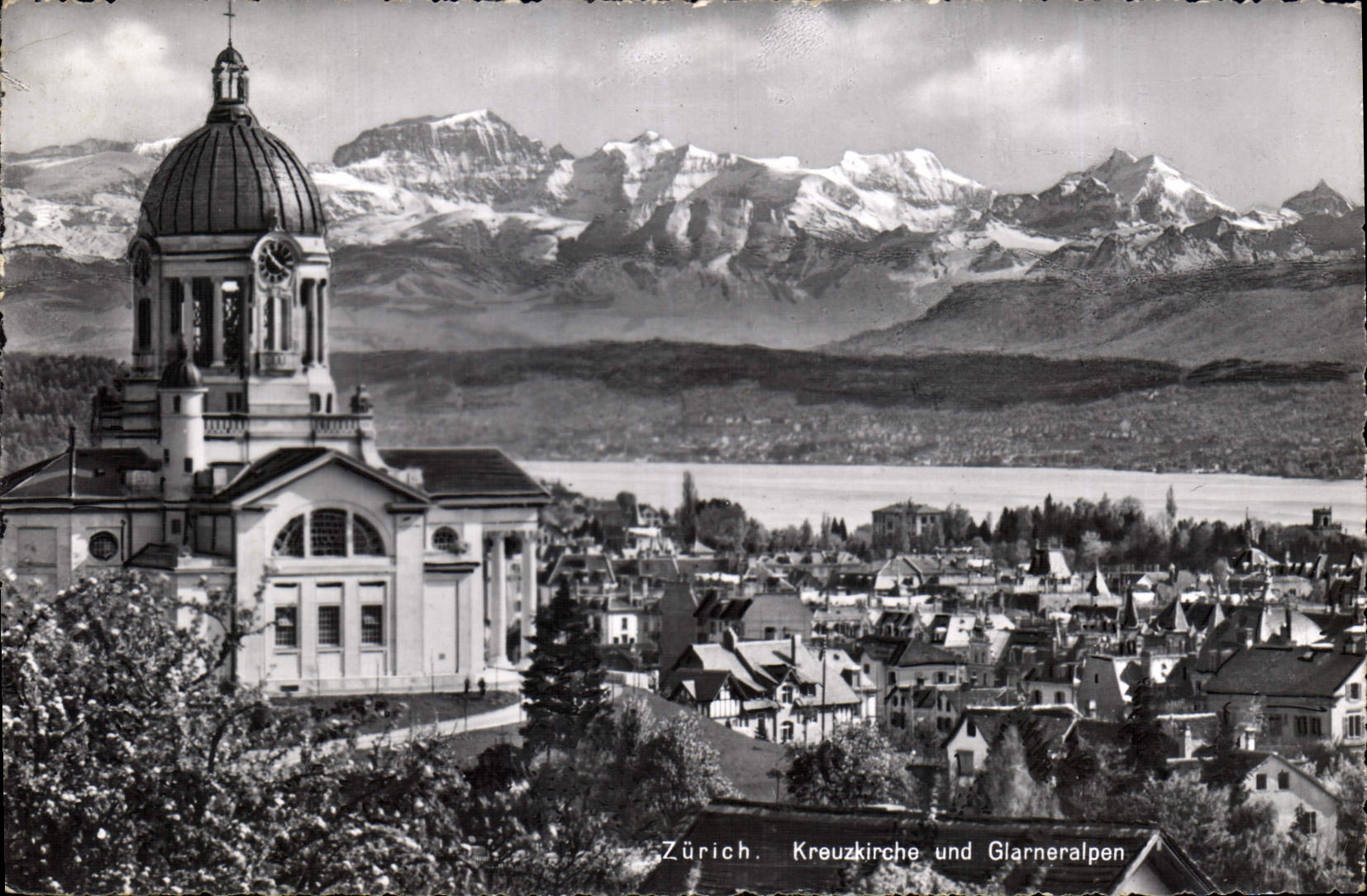 CPA Zurich Kreuzkirche und Glarneralpen 