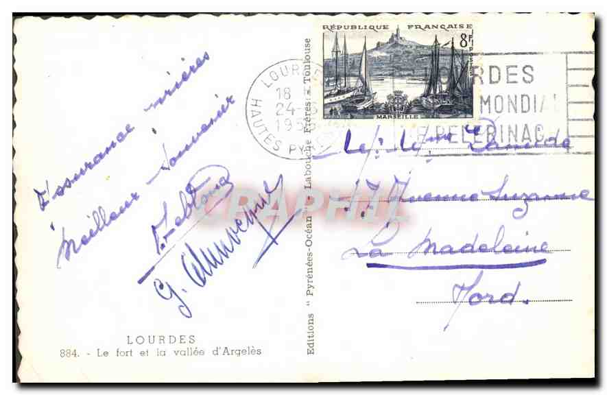 CPA Lourdes Le Fort et la Valle d'Argeles  — Rückseite
