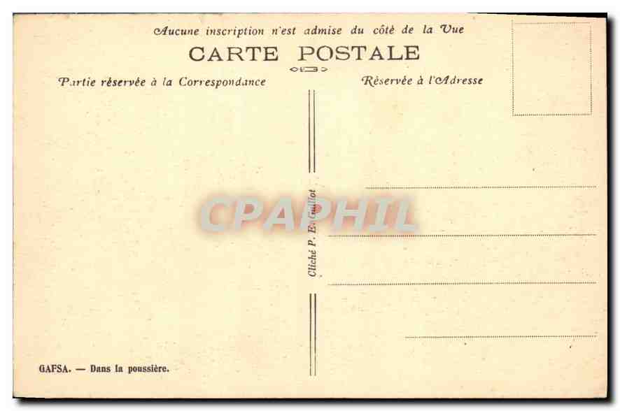 CPA Gafsa Dans la poussiere Ane Mule — Verso